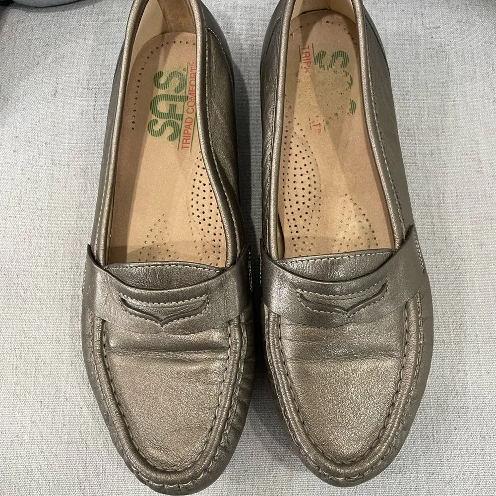 SAS Metallic Bronzed Loafers - Picture 2 of 6